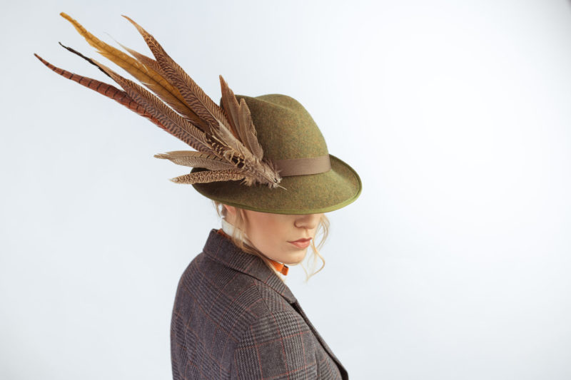 Country Hat with Pheasant Feathers - Sahar Millinery